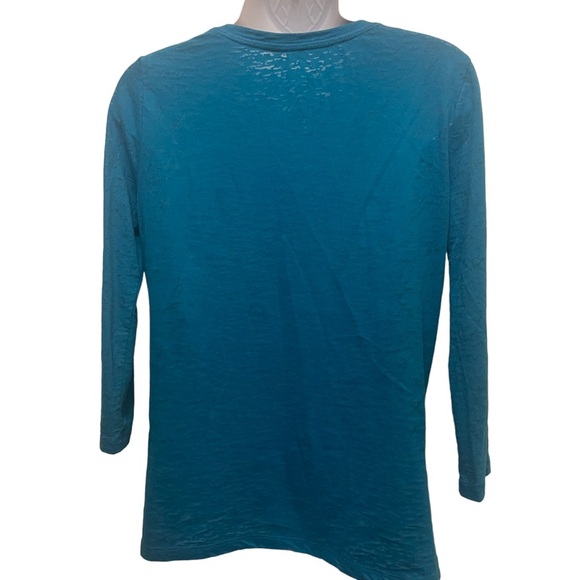 Made For Life Blue Floral Burnout Top Size PM - Picture 5 of 6